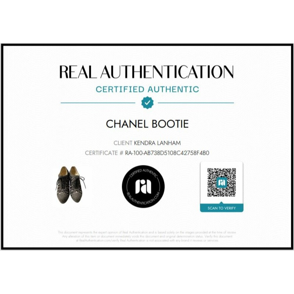 CHANEL Tweed Lace Up Booties Heels EU 37 Black White Ankle Boots -Authenticated - Picture 3 of 15
